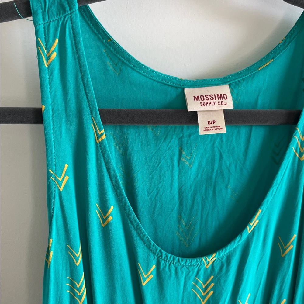 Mossimo Supply Co. Teal Midi Dress with Yellow Pattern - Picture 3 of 5